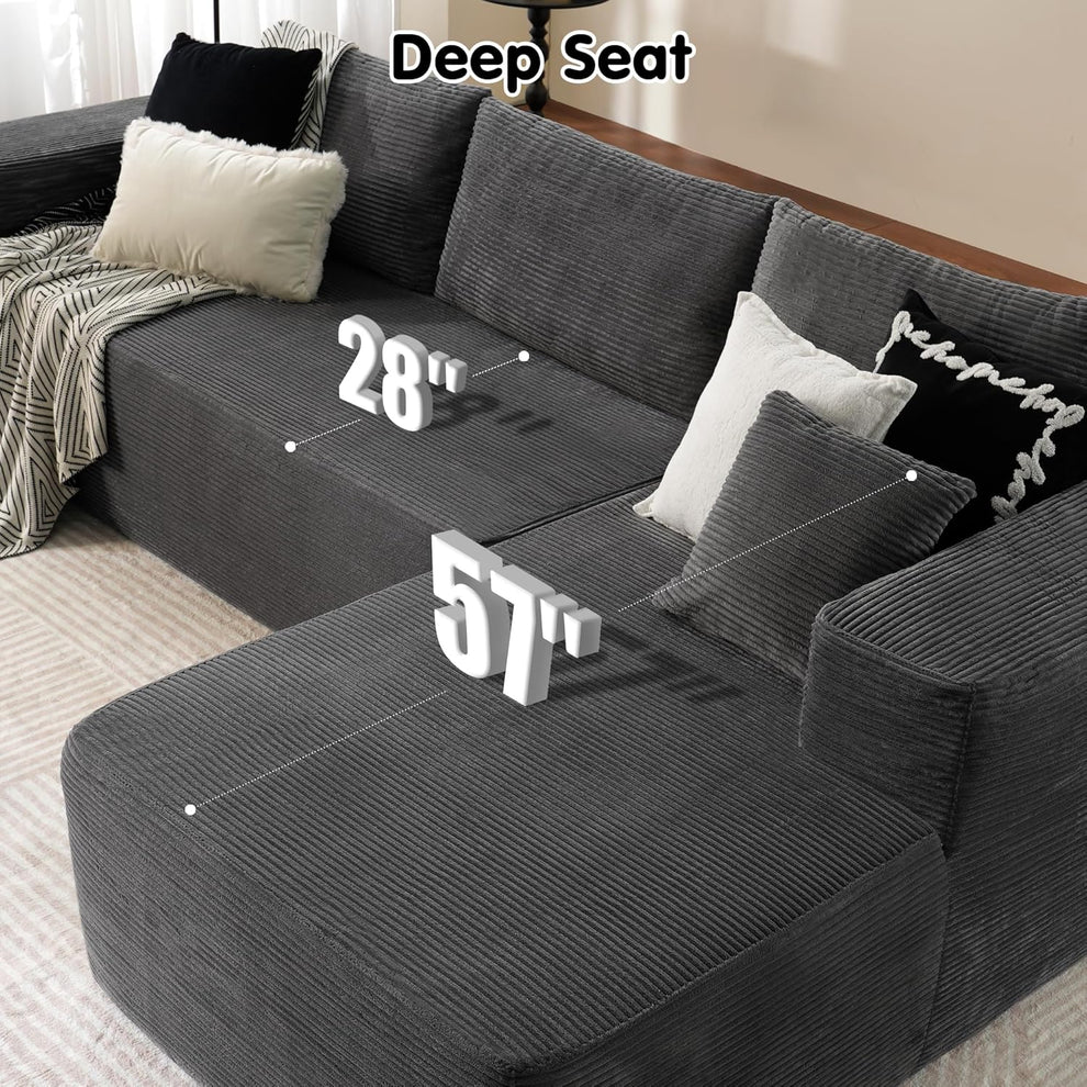 Relax in Style – L-Shape Modular Couch with Plush Corduroy Fabric
