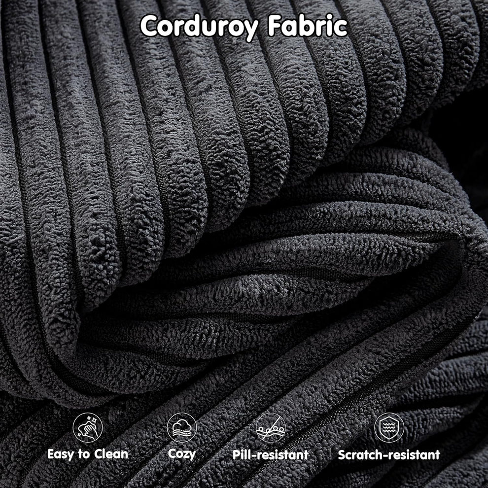 Relax in Style – L-Shape Modular Couch with Plush Corduroy Fabric